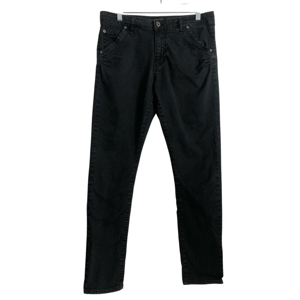Please Made in Italy Black Denim Straight Leg Mid Rise Jeans